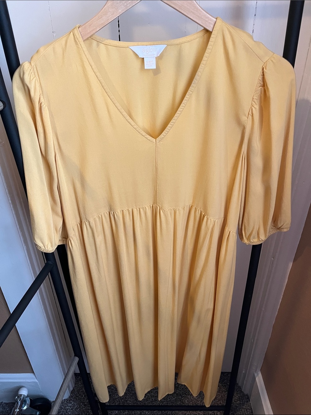 a:glow Yellow V-Neck Dress